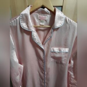 Vintage Honors Intimates Satin Pink Blue Nightgown Comfy Cozy Cute